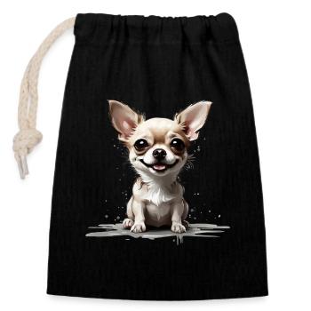 CHIHUAHUA DOUX - Sac cadeau en coton avec cordon (14 x 20 cm) - noir - Devant