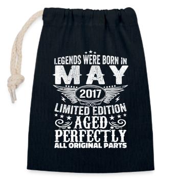 Mai 2017 Geburtstagsgeschenk Mai 2017 Mai - Verschließbarer Geschenkbeutel aus Baumwolle (14x20cm) - Navy - Vorne