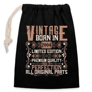 2004 Geburtstag Jahrgang 2004 Geboren Vintage 2004 - Verschließbarer Geschenkbeutel aus Baumwolle (14x20cm) - Schwarz - Vorne