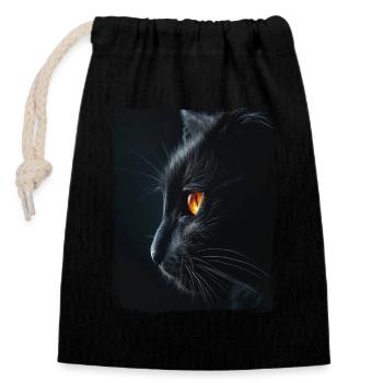Cat Photography Close Up Cat Eyes Black Cat - Closable cotton gift bag (14x20cm) - black - Front