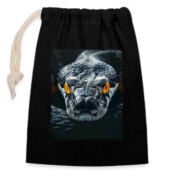 yeux jaunes noir serpent python cobra reptile vipère - Sac cadeau en coton avec cordon (14 x 20 cm) - noir - Devant