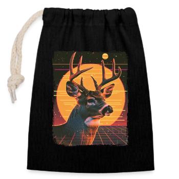 Rétro des années 80 néon Cool cerf Animal renne vintage - Sac cadeau en coton avec cordon (14 x 20 cm) - noir - Devant