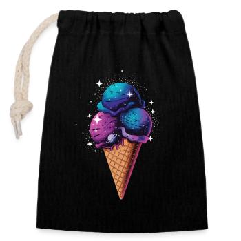 Cone Stars Galaxy Universe Nebula Planet Moon Sky - Closable cotton gift bag (14x20cm) - black - Front
