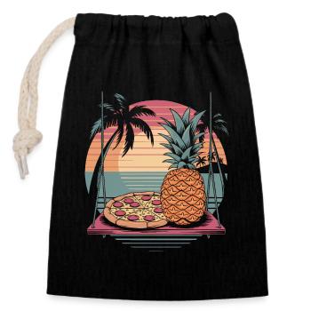 Funny Sarcasm Meme Hawaiian Pizza Pineapple Sunset - Closable cotton gift bag (14x20cm) - black - Front