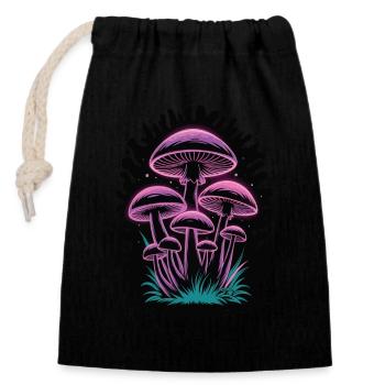 Aesthetic Neon Pink Green Mushroom Fungi Fungus - Closable cotton gift bag (14x20cm) - black - Front
