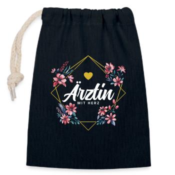 Ärztin mit Herz - Verschließbarer Geschenkbeutel aus Baumwolle (14x20cm) - Navy - Vorne