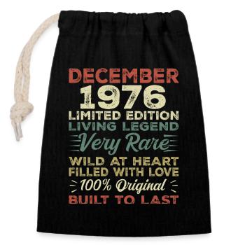 Décembre 1976 - Anniversaire Décembre 1976 année - Sac cadeau en coton avec cordon (14 x 20 cm) - noir - Devant