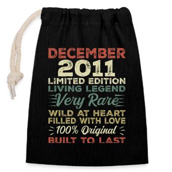 December 2011 - Birthday December 2011 year - Closable cotton gift bag (14x20cm) - black - Front