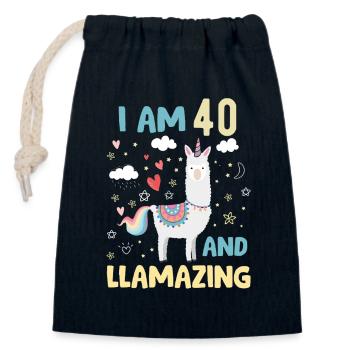 40Th years old Women Birthday Apparel & Accessor - Closable cotton gift bag (14x20cm) - navy - Front