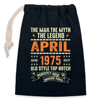 APRIL 1975, APRIL 1975 - Closable cotton gift bag (14x20cm) - navy - Front