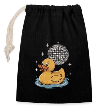 Duck Rubber Duck Animal Bird Disco Ball Party - Closable cotton gift bag (14x20cm) - black - Front