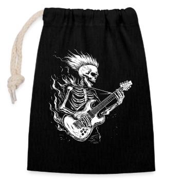 Cool Skeleton Gitarrist Gitarrist Musiker - Verschließbarer Geschenkbeutel aus Baumwolle (14x20cm) - Schwarz - Vorne