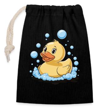 Rubber Duck Bathing Bubbles Water Bird Animal - Closable cotton gift bag (14x20cm) - black - Front
