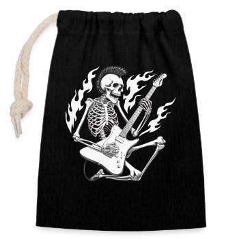 Cool Skeleton Gitarrist Gitarrist Musiker - Verschließbarer Geschenkbeutel aus Baumwolle (14x20cm) - Schwarz - Vorne