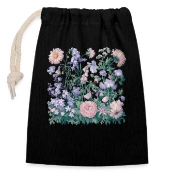 Colorful Wildflower Floral Plant Flower Gardener - Closable cotton gift bag (14x20cm) - black - Front