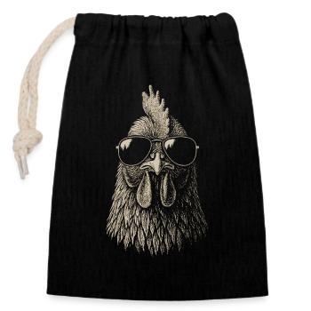 Chicken Illustration Sunglasses Animals Art - Closable cotton gift bag (14x20cm) - black - Front
