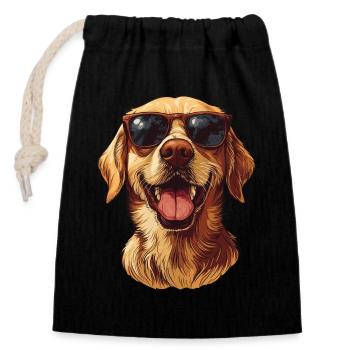 Golden Retriever Sunglasses Happy Cute Dog Animal - Closable cotton gift bag (14x20cm) - black - Front
