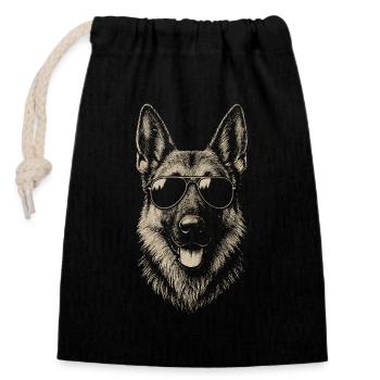 Deutscher Schäferhund Sonnenbrille Coole Illustration - Verschließbarer Geschenkbeutel aus Baumwolle (14x20cm) - Schwarz - Vorne