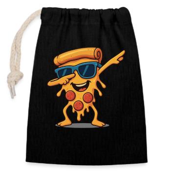 Cartoon Pizza Slice Dabbing Sunglasses Fun - Closable cotton gift bag (14x20cm) - black - Front