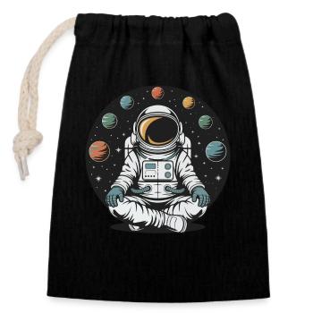 Astronaut Yoga Meditation Weltraum Planeten Umlaufbahn - Verschließbarer Geschenkbeutel aus Baumwolle (14x20cm) - Schwarz - Vorne