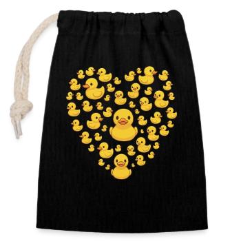 Canards en caoutchouc jaune coeur forme mignon canard amant - Sac cadeau en coton avec cordon (14 x 20 cm) - noir - Devant
