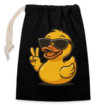Coole Gummiente Sonnenbrille Peace Zeichen Ente Liebhaber - Verschließbarer Geschenkbeutel aus Baumwolle (14x20cm) - Schwarz - Vorne