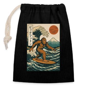 Bigfoot Surfen Japanische Welle Mount Fuji Kunst - Verschließbarer Geschenkbeutel aus Baumwolle (14x20cm) - Schwarz - Vorne
