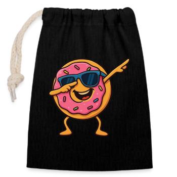 Lustige Coole Dabbing Pose Cartoon Donut Tanzen - Verschließbarer Geschenkbeutel aus Baumwolle (14x20cm) - Schwarz - Vorne
