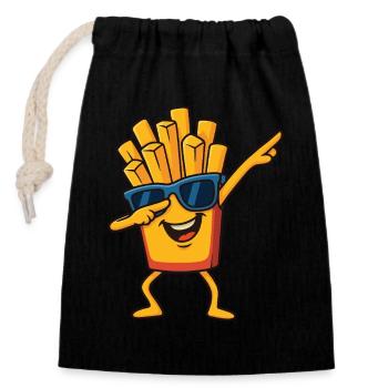 Lustige Pommes Frites Cartoon Sonnenbrille Tupfen Pose - Verschließbarer Geschenkbeutel aus Baumwolle (14x20cm) - Schwarz - Vorne