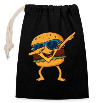 Drôle Dabbing Burger Fast Food Dessin animé Lunettes de soleil - Sac cadeau en coton avec cordon (14 x 20 cm) - noir - Devant