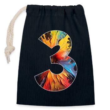 NUMBER 3 YEARS 3RD BIRTHDAY - Closable cotton gift bag (14x20cm) - navy - Front