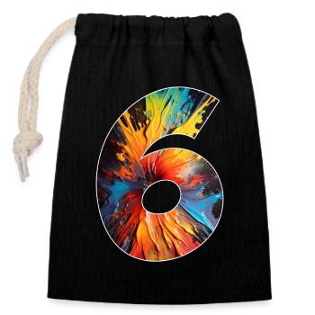 NUMBER 6 YEARS 6TH BIRTHDAY - Closable cotton gift bag (14x20cm) - black - Front