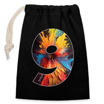 NUMBER 9 YEARS 9TH BIRTHDAY - Closable cotton gift bag (14x20cm) - black - Front