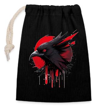 Oiseau fantastique rouge-noir - Sac cadeau en coton avec cordon (14 x 20 cm) - noir - Devant
