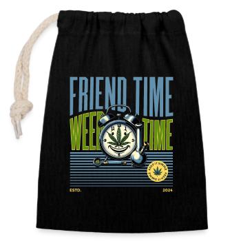 Weed Time - Closable cotton gift bag (14x20cm) - black - Front
