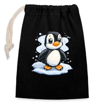Süß Pinguin Eisscholle Kinder Geschenk für Baby - Verschließbarer Geschenkbeutel aus Baumwolle (14x20cm) - Schwarz - Vorne