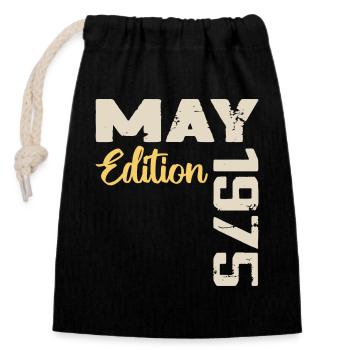 Mai 1975 Anniversaire Mai 1975 Cadeau Mai 1975 Mai - Sac cadeau en coton avec cordon (14 x 20 cm) - noir - Devant