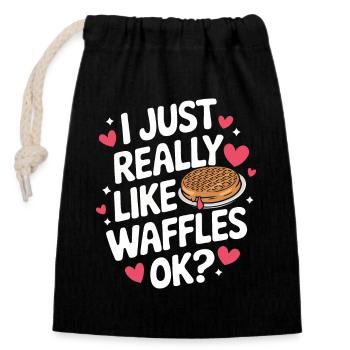 Waffles Breakfast Sweets - Closable cotton gift bag (14x20cm) - black - Front