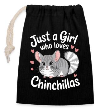 Chinchilla Chinchillas Maus - Verschließbarer Geschenkbeutel aus Baumwolle (14x20cm) - Schwarz - Vorne