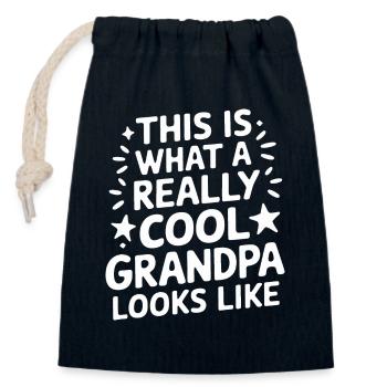 Papy Grand-père Famille Fête des pères - Sac cadeau en coton avec cordon (14 x 20 cm) - bleu marine - Devant