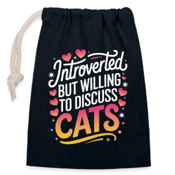 Introverti, antisocial, introverti - Sac cadeau en coton avec cordon (14 x 20 cm) - bleu marine - Devant