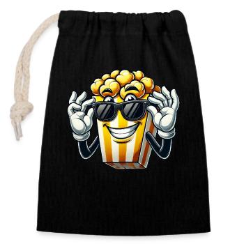 Cartoon Popcorn Comic Sonnenbrille Kino - Verschließbarer Geschenkbeutel aus Baumwolle (14x20cm) - Schwarz - Vorne