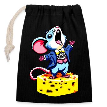 Singing Opera Mäuschen - Closable cotton gift bag (14x20cm) - black - Front