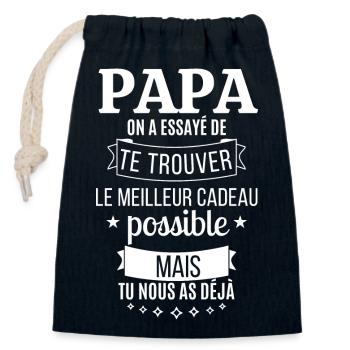 T-shirt de la fête des pères - Meilleur Cadeau - Sac cadeau en coton avec cordon (14 x 20 cm) - bleu marine - Devant
