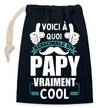 Wirklich cooles Opa T-Shirt - Verschließbarer Geschenkbeutel aus Baumwolle (14x20cm) - Navy - Vorne