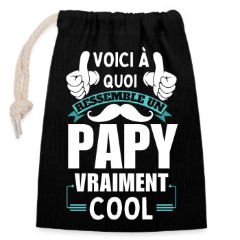 Wirklich cooles Opa T-Shirt - Verschließbarer Geschenkbeutel aus Baumwolle (14x20cm) - Schwarz - Vorne