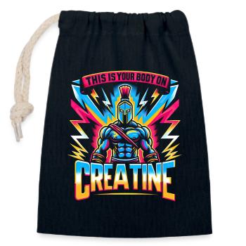 Humor Kreatin Sport Bodybuilding - Verschließbarer Geschenkbeutel aus Baumwolle (14x20cm) - Navy - Vorne