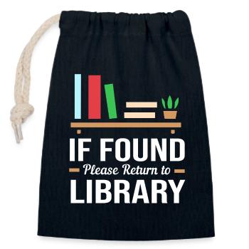 Book Bookworm Library Reading Bookworm - Closable cotton gift bag (14x20cm) - navy - Front