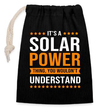 Renewable energies, solar cells, photovoltaics - Closable cotton gift bag (14x20cm) - black - Front