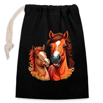 Chemise Cheval Equitation Poulain Écurie Fille - Sac cadeau en coton avec cordon (14 x 20 cm) - noir - Devant